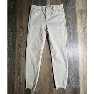 Tractr Skinny Jeans Women 10/30 Tan Beige High Waisted Raw Hem Stretch Pants